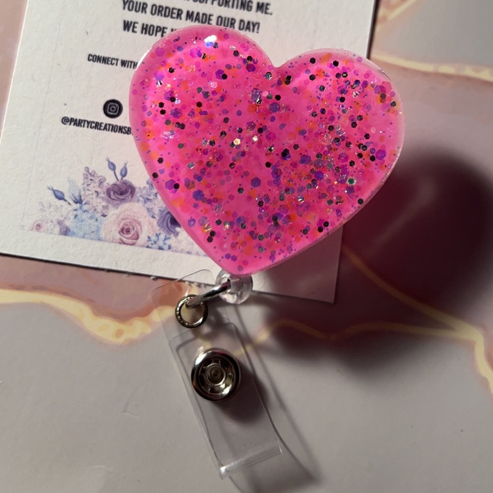 Pink Heart Badge Reel